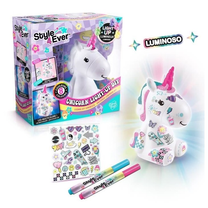 Canal Toys Style 4 Ever - Licorne Y2K DIY Lumineuse a décorer - Edition Collector - Loisirs Créatifs pour Enfant - OFG 293 Canal Toys Style 4 Ever - Licorne Y2K DIY Lumineuse a décorer - Edition Collector - Loisirs Créatifs pour Enfant - OFG 293