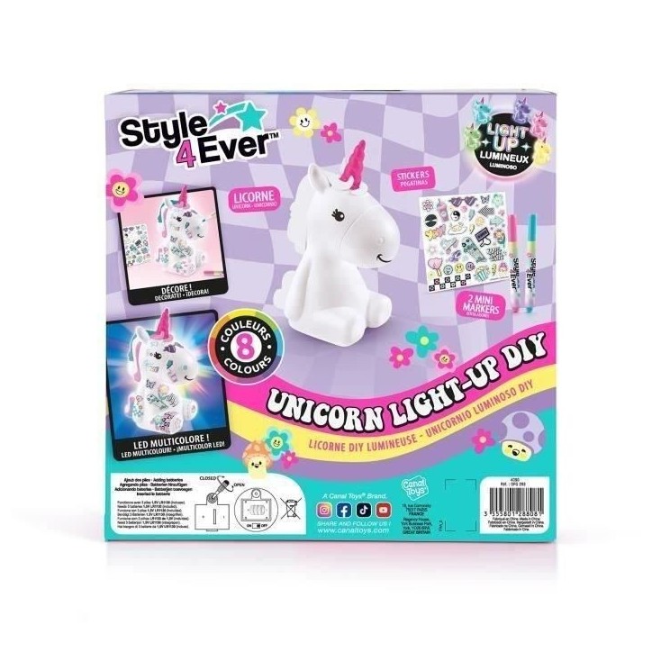 Canal Toys Style 4 Ever - Licorne Y2K DIY Lumineuse a décorer - Edition Collector - Loisirs Créatifs pour Enfant - OFG 293 Canal Toys Style 4 Ever - Licorne Y2K DIY Lumineuse a décorer - Edition Collector - Loisirs Créatifs pour Enfant - OFG 293
