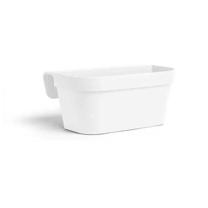 Jardiniere+crochet - GARDEN ID Star - Blanc 50 x 21 cm - Fixation facile - Réserve d'eau - recyclé et 100% recyclable