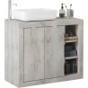 Meuble simple vasque - 2 Portes + 3 niches - L 92 x P47 x H 90cm - eff