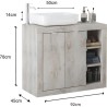 Meuble simple vasque - 2 Portes + 3 niches - L 92 x P47 x H 90cm - eff