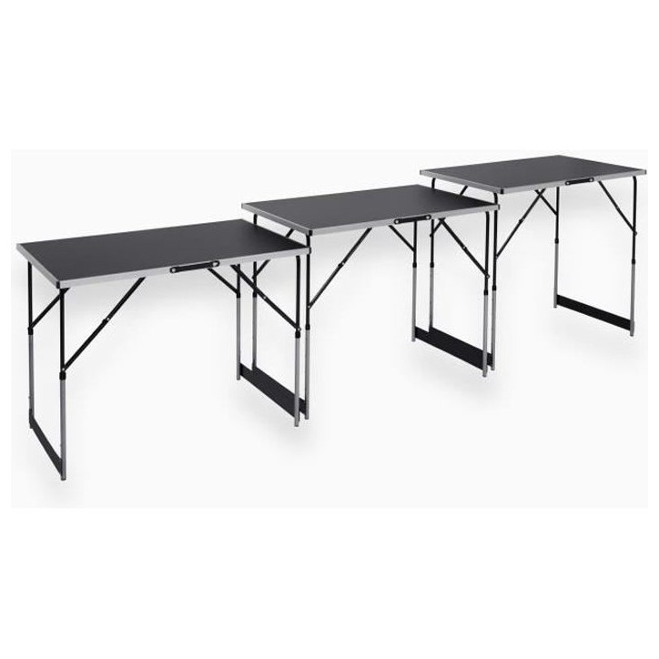 Lot de 3 tables a tapisser - MEISTER - Tables multifonctions - En aluminium - Hauteur réglable