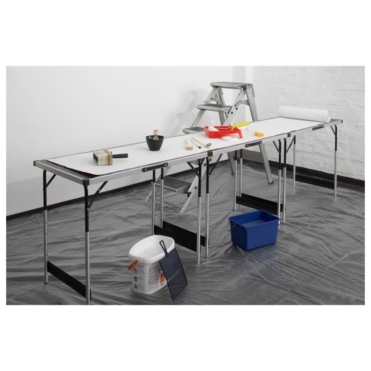 Lot de 3 tables a tapisser - MEISTER - Tables multifonctions - En aluminium - Hauteur réglable