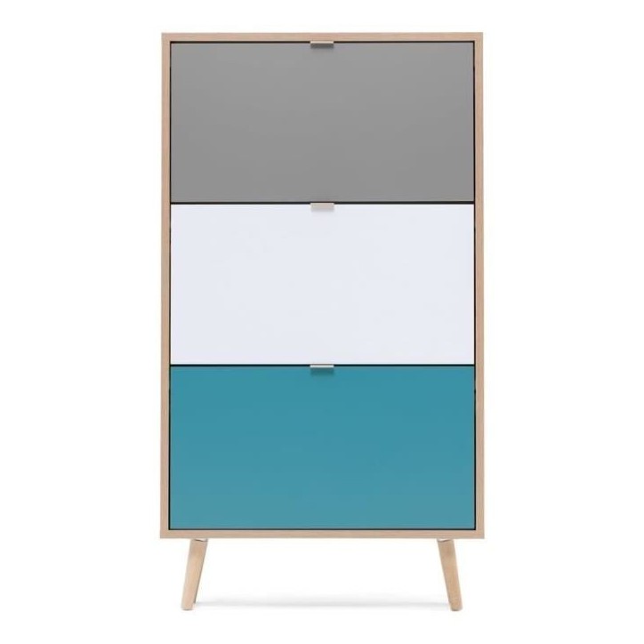 Finori Armoire a chaussures C-uba 42 Chene Sonoma et tricolore Finori Armoire a chaussures C-uba 42 Chene Sonoma et tricolore