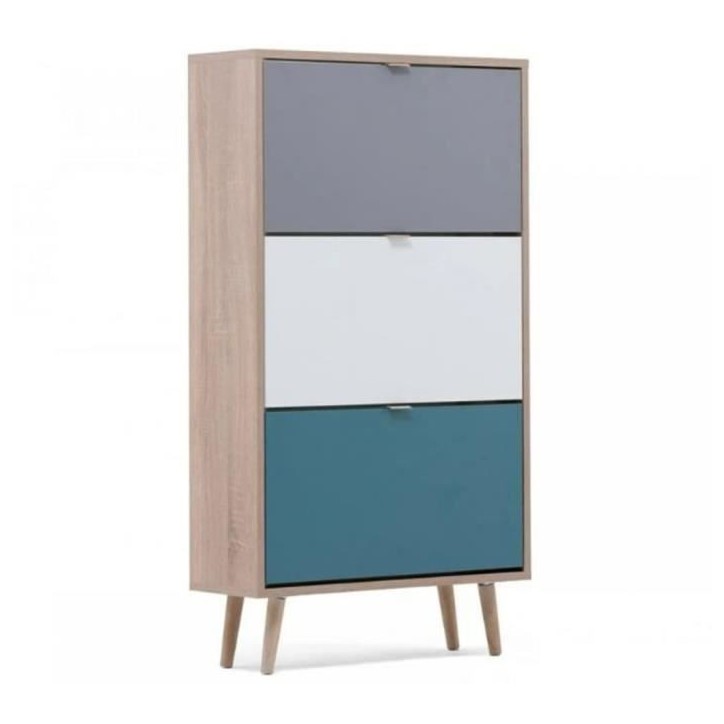 Finori Armoire a chaussures C-uba 42 Chene Sonoma et tricolore Finori Armoire a chaussures C-uba 42 Chene Sonoma et tricolore