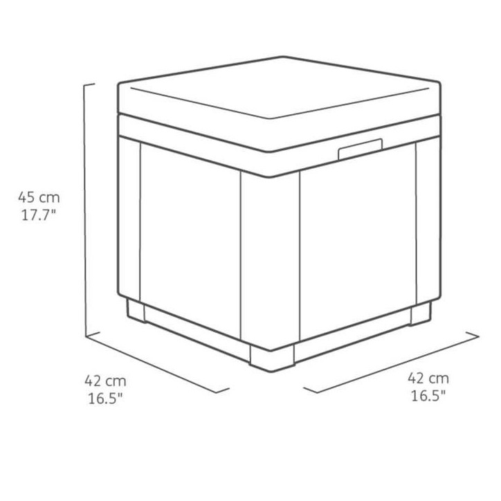Table-pouf de jardin Keter - ALLIBERT by KETER - Cube avec coussin - Gris graphite - 47,1 L
