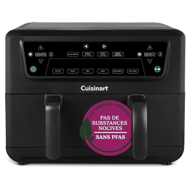 Friteuse sans huile CUISINART - Airfryer AFD10OBLE - Capacité 10,4L - Double cuves - Noir - 2400W Friteuse sans huile CUISINART - Airfryer AFD10OBLE - Capacité 10,4L - Double cuves - Noir - 2400W