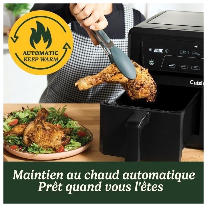 Friteuse sans huile CUISINART - Airfryer AFD10OBLE - Capacité 10,4L - Double cuves - Noir - 2400W Friteuse sans huile CUISINART - Airfryer AFD10OBLE - Capacité 10,4L - Double cuves - Noir - 2400W
