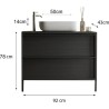 Meuble simple vasque L 92cm - 2 Tiroirs - Coloris Chene noir - STEEL
