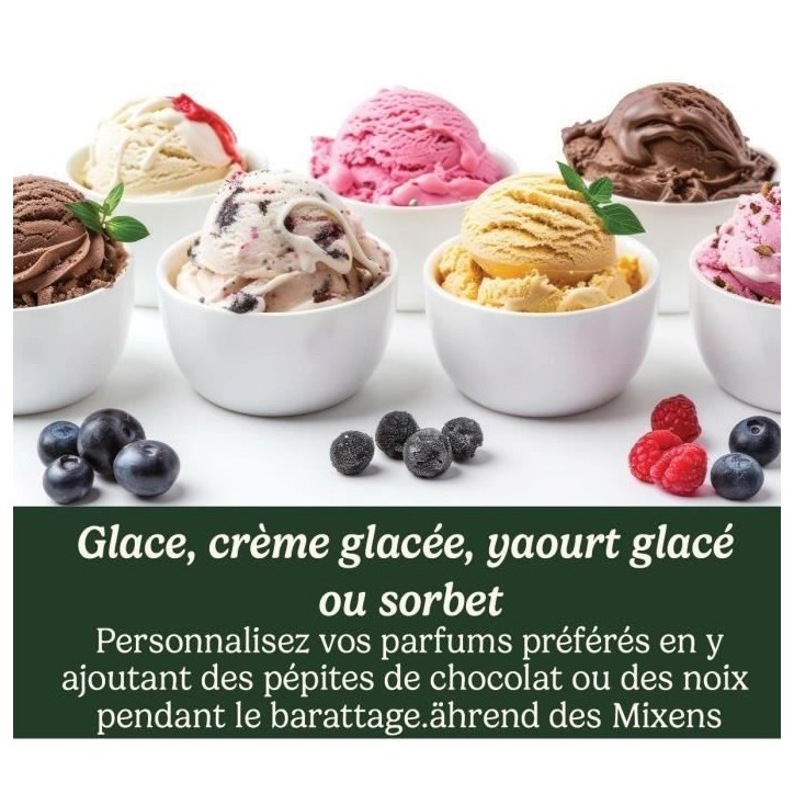 Sorbetiere CUISINART - ICE21E - Capacité 1,4L - Préparation rapide en 25min - 35W