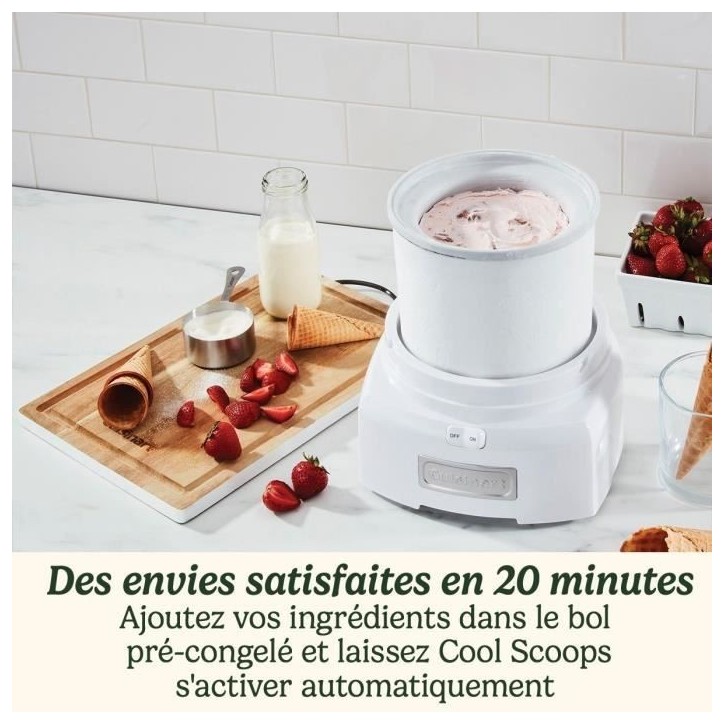 Sorbetiere CUISINART - ICE21E - Capacité 1,4L - Préparation rapide en 25min - 35W
