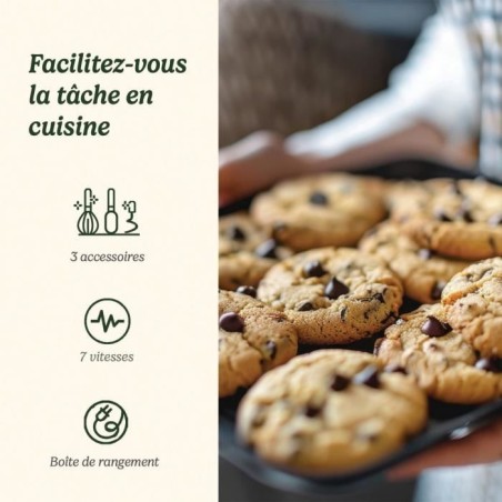 Batteur électrique - CUISINART - HM7U/E POWER ADVANTAGE 7 Speed - 200 W - 7 vitesses - Blanc