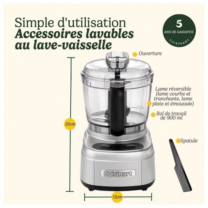 Hachoir électrique - CUISINART - ECH4E Mini Prep Pro - 250 W - 900 ml - Gris Hachoir électrique - CUISINART - ECH4E Mini Prep Pro - 250 W - 900 ml - Gris