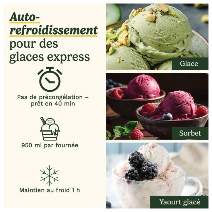 Sorbetiere CUISINART - ICE90E - Capacité 950ml - Préparation rapide en 40min - 100W Sorbetiere CUISINART - ICE90E - Capacité 950ml - Préparation rapide en 40min - 100W