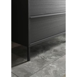 Meuble simple vasque L 92cm - 2 Tiroirs - Coloris Chene noir - STEEL