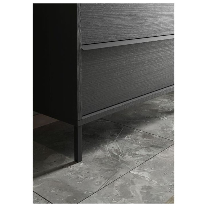 Meuble simple vasque L 92cm - 2 Tiroirs - Coloris Chene noir - STEEL Meuble simple vasque L 92cm - 2 Tiroirs - Coloris Chene noir - STEEL