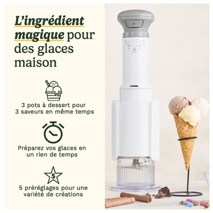 Machine a glace CUISINART - ICEFD10E - Capacité 3 x 240ml - 250W Machine a glace CUISINART - ICEFD10E - Capacité 3 x 240ml - 250W