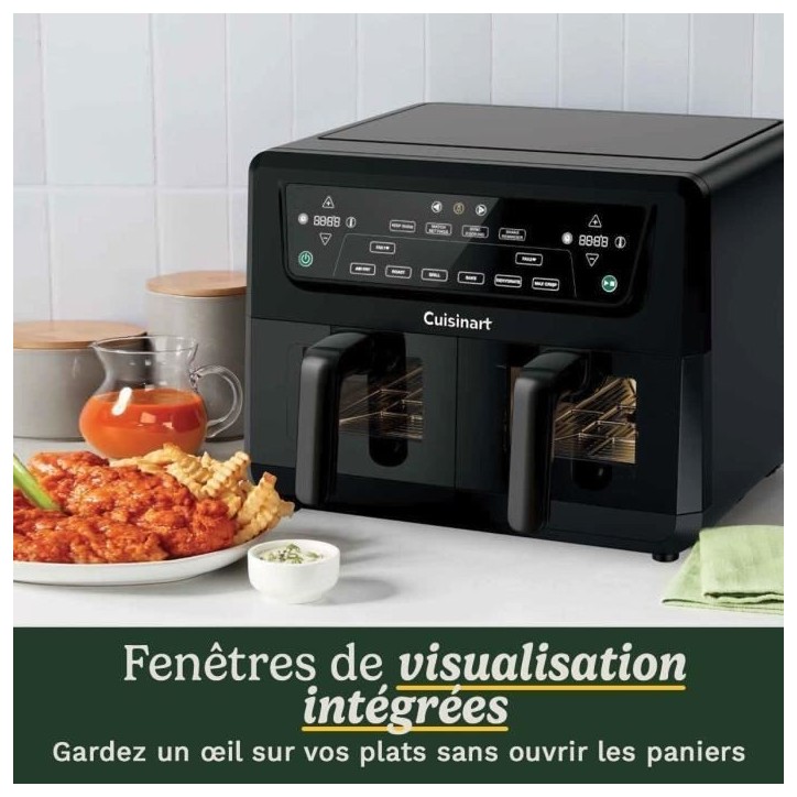 Friteuse sans huile CUISINART - Airfryer AFD10XBLE - Capacité 10,4L - Double cuves - Noir - 2400W Friteuse sans huile CUISINART - Airfryer AFD10XBLE - Capacité 10,4L - Double cuves - Noir - 2400W