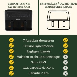 Friteuse sans huile CUISINART - Airfryer AFD10XBLE - Capacité 10,4L -