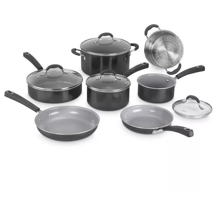 Batterie de cuisine - Tous feux dont induction - CUISINART - 54C11BKEU - Céramique - Antiadhésif - 11 pieces