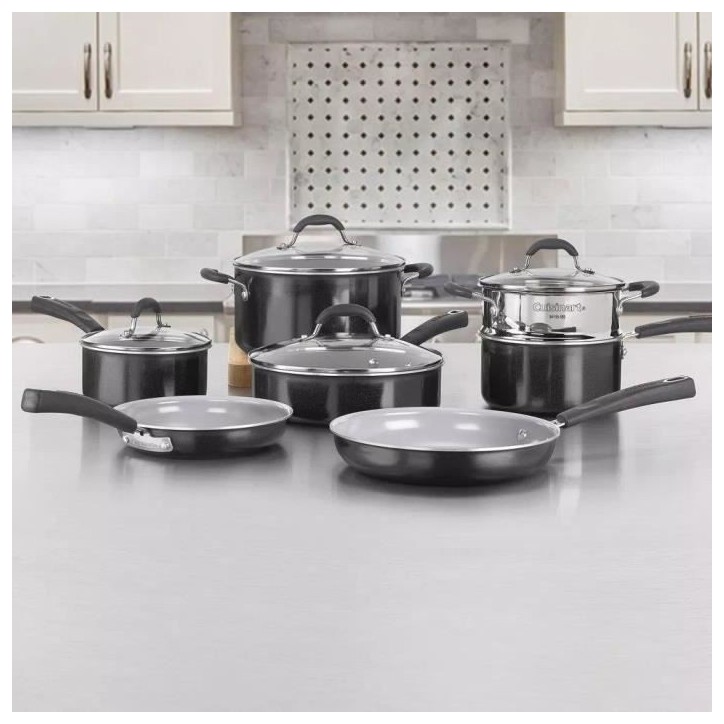 Batterie de cuisine - Tous feux dont induction - CUISINART - 54C11BKEU - Céramique - Antiadhésif - 11 pieces