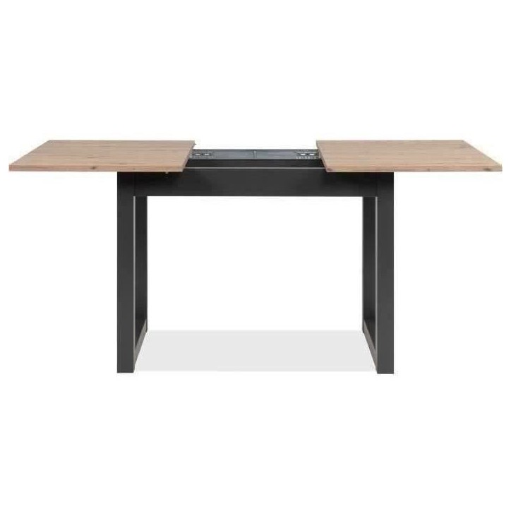Table extensible Denver 80B - 120-160 x 75 x 80 cm - Décor chene artisan / anthracite - 1 extension de 40 cm inclue - 8 personn
