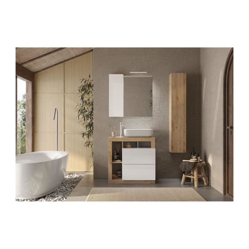 Ensemble meuble Salle de bain 78cm simple vasque + colonne - Coloris c