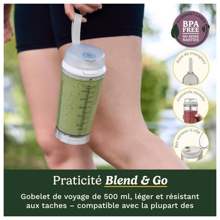 Blender - CUISINART - PBL100E Blast&Go - 120 W - 500 ml - 50 dB - Blanc Blender - CUISINART - PBL100E Blast&Go - 120 W - 500 ml - 50 dB - Blanc