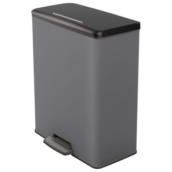 Poubelle Rectangle - DECO BIN - CURVER - 65L - Grande capacité - 49 x 32 x 61 cm - Anthracite