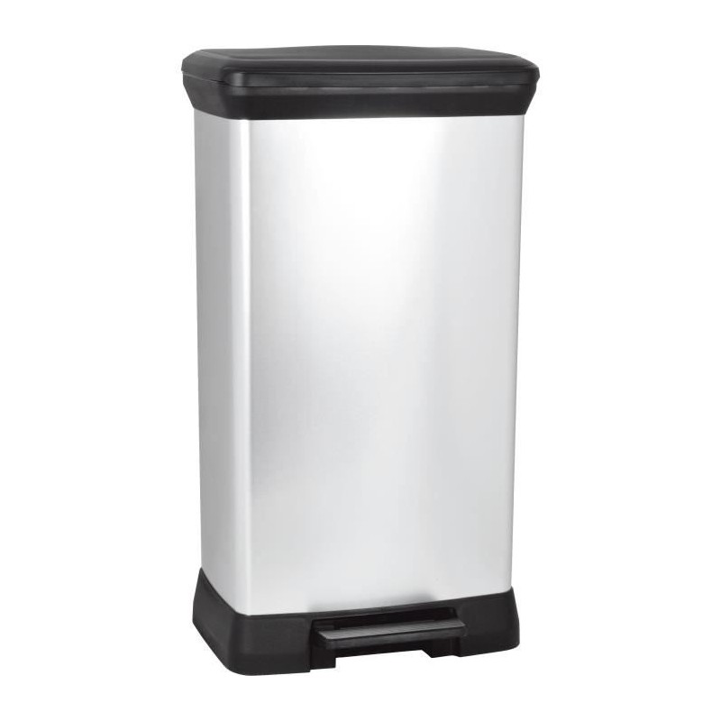 CURVER Poubelle a pédale - 50 litres - Aspect métal - Plastique recy CURVER Poubelle a pédale - 50 litres - Aspect métal - Plastique recy