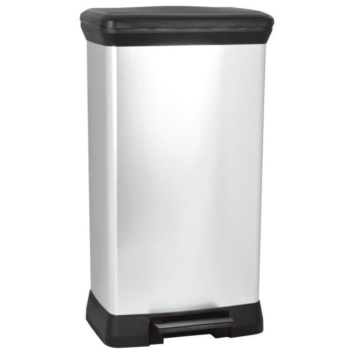 CURVER Poubelle a pédale - 50 litres - Aspect métal - Plastique recyclé