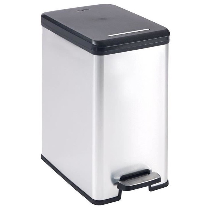 Poubelle Slim - SLIM BIN - CURVER - 25L - Design compact - 41 x 27 x 55 cm - Gris métallisé Poubelle Slim - SLIM BIN - CURVER - 25L - Design compact - 41 x 27 x 55 cm - Gris métallisé