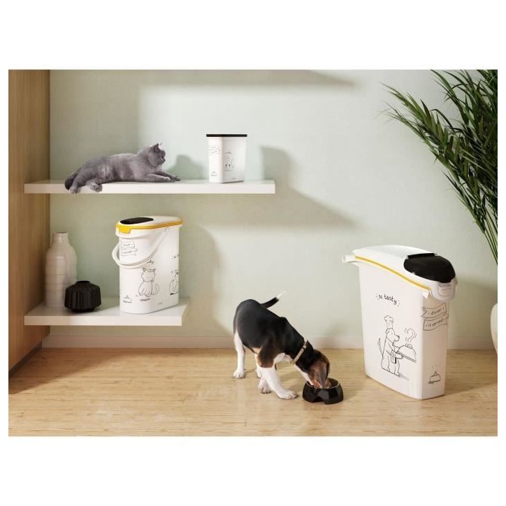 CURVER Conteneur a croquettes pour chat 4 kg - 10L - Le diner et servi CURVER Conteneur a croquettes pour chat 4 kg - 10L - Le diner et servi