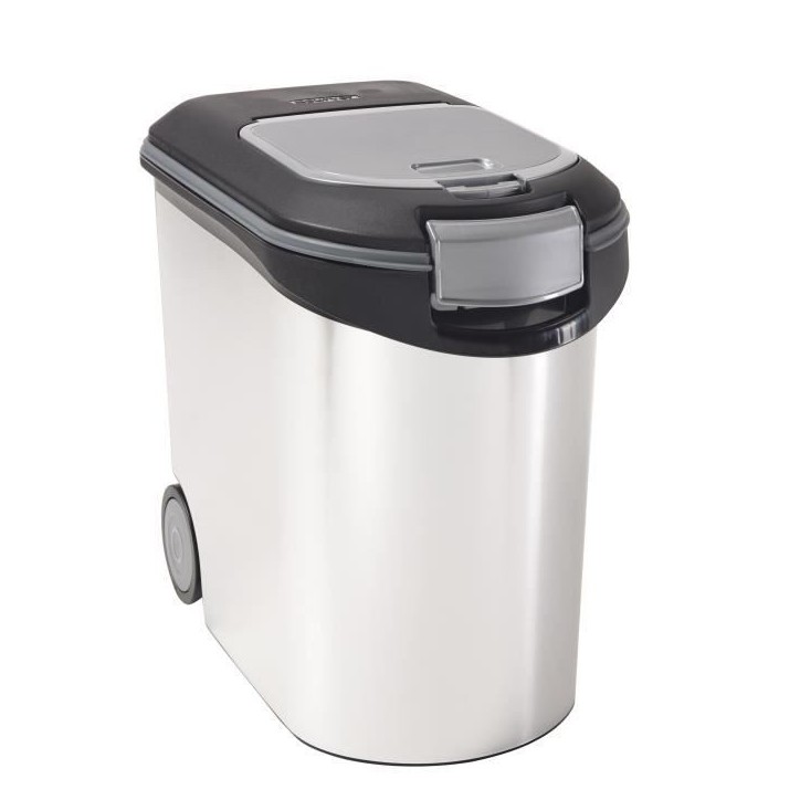 CURVER Conteneur a croquettes pour chien 12 kg - 35L - Aspect métal