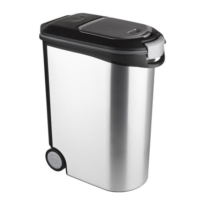 CURVER Conteneur a croquettes pour chien 20 kg - 54L - Aspect métal CURVER Conteneur a croquettes pour chien 20 kg - 54L - Aspect métal