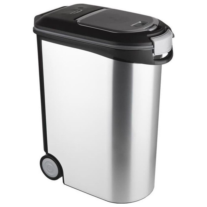 CURVER Conteneur a croquettes pour chien 20 kg - 54L - Aspect métal
