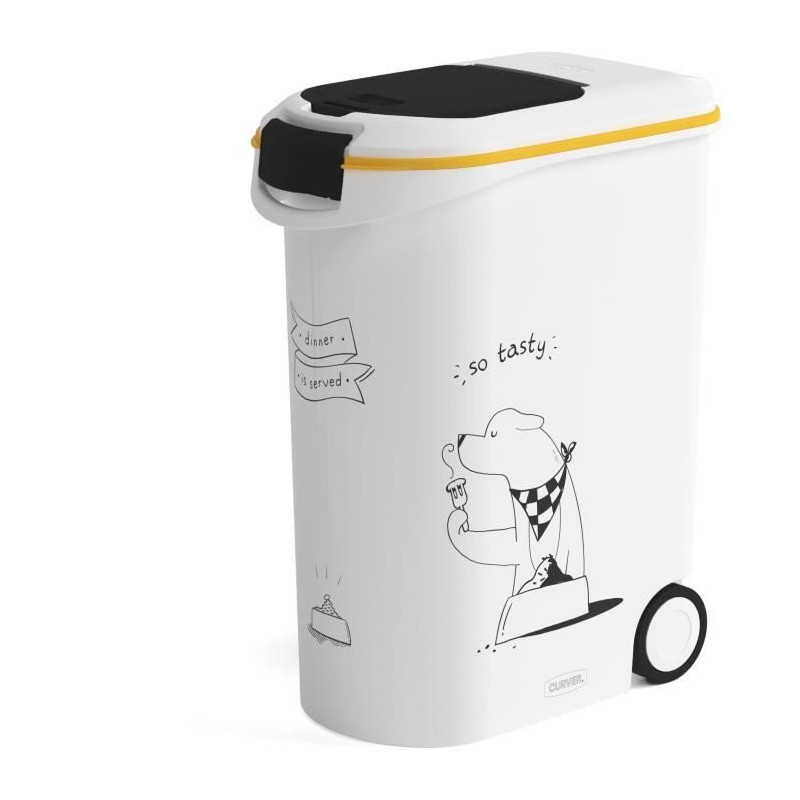 CURVER Conteneur a croquettes pour chien a roulettes 20 kg - 54L - Le