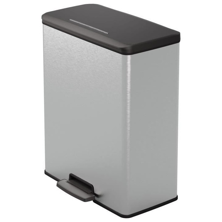 Poubelle Rectangle - DECO BIN - CURVER - 65L - Design moderne - 49 x 29 x 61 cm - Gris métallisé Poubelle Rectangle - DECO BIN - CURVER - 65L - Design moderne - 49 x 29 x 61 cm - Gris métallisé