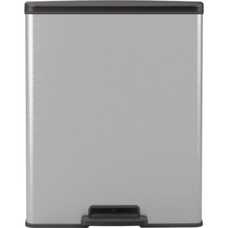 Poubelle Rectangle - DECO BIN - CURVER - 65L - Design moderne - 49 x 29 x 61 cm - Gris métallisé