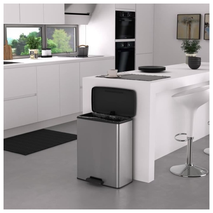 Poubelle Rectangle - DECO BIN - CURVER - 65L - Design moderne - 49 x 29 x 61 cm - Gris métallisé Poubelle Rectangle - DECO BIN - CURVER - 65L - Design moderne - 49 x 29 x 61 cm - Gris métallisé