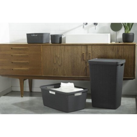Corbeille a linge - Curver - Jute - 46 L - Gris