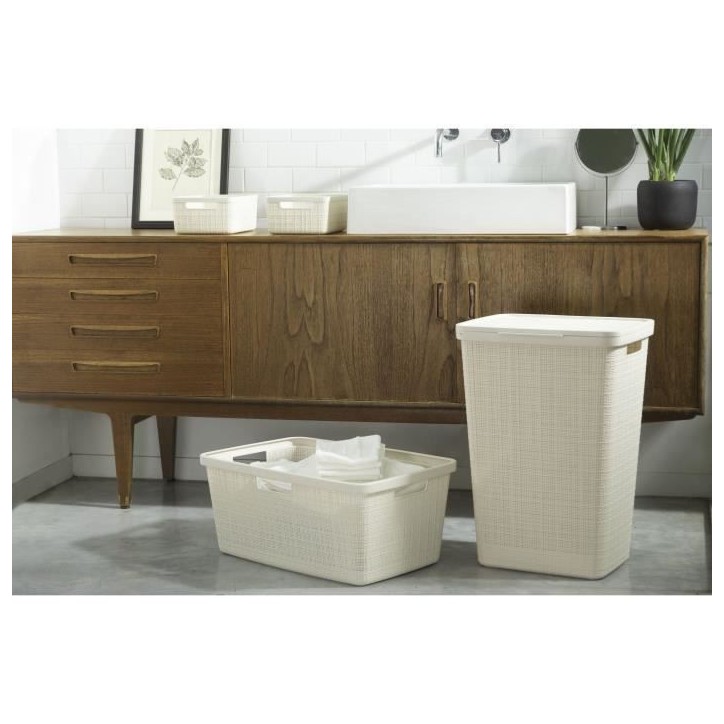 Corbeille a linge - Curver - Jute - 46 L - Beige