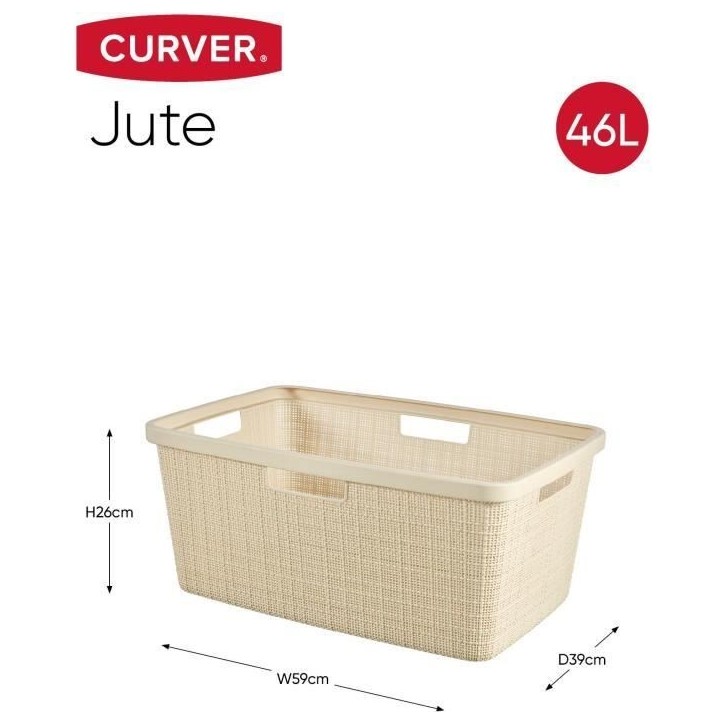 Corbeille a linge - Curver - Jute - 46 L - Beige