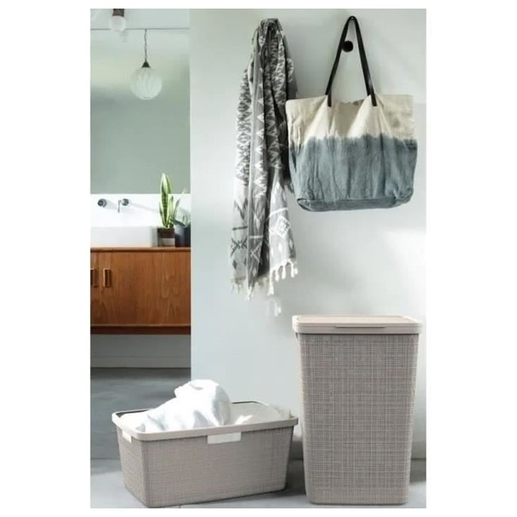Coffre a linge - Jute - 58 L - Beige