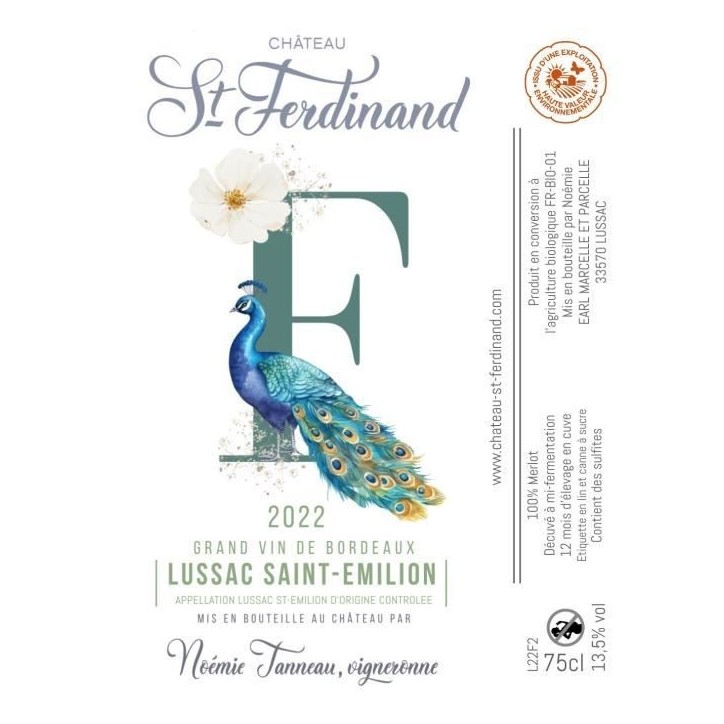 Château St Ferdinand Cuvée F 2022 Lussac Saint-Emilion - Vin rouge de Bordeaux