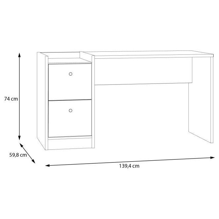 Bureau droit COXIM - Chene / Noir - 139,6 x 74 x 59,8 cm Bureau droit COXIM - Chene / Noir - 139,6 x 74 x 59,8 cm