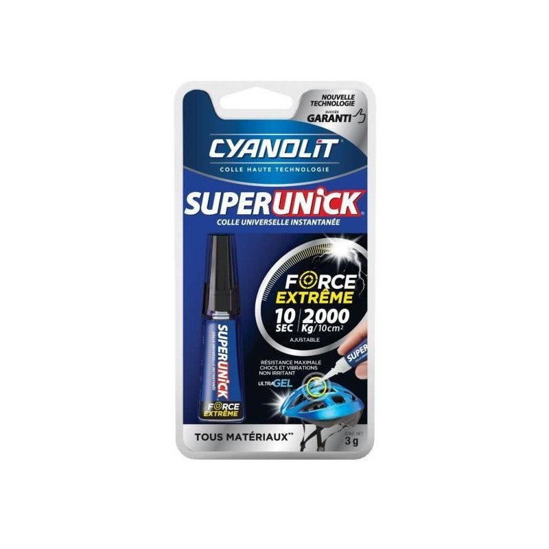 Colle réparatrice - CYANOLIT - Super unick instant plastic - 3 g - Ul Colle réparatrice - CYANOLIT - Super unick instant plastic - 3 g - Ul