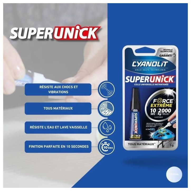 Colle réparatrice - CYANOLIT - Super unick instant plastic - 3 g - Ultra-rapide - Polyvalente Colle réparatrice - CYANOLIT - Super unick instant plastic - 3 g - Ultra-rapide - Polyvalente