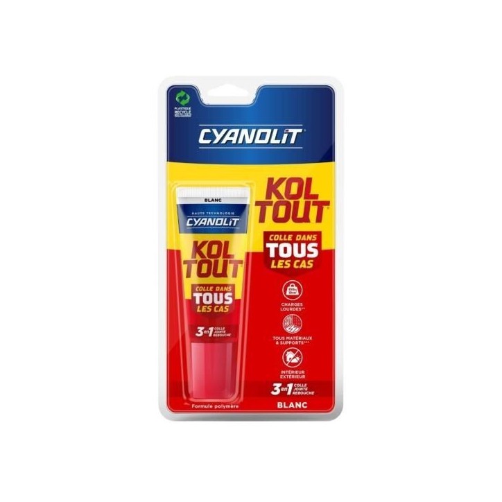 Colle de fixation et d'étanchéité - CYANOLIT - Blanc - Blister 50ml - Pratique pour petites réparations - Polyvalente et ré Colle de fixation et d'étanchéité - CYANOLIT - Blanc - Blister 50ml - Pratique pour petites réparations - Polyvalente et ré