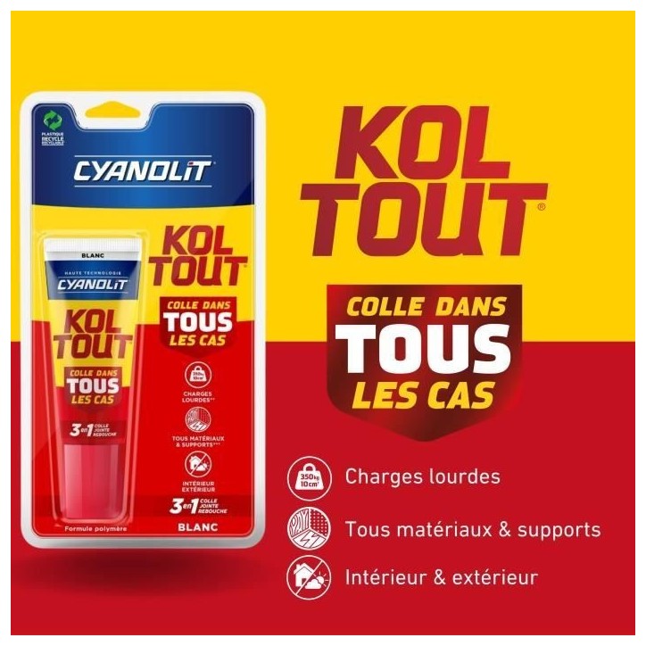 Colle de fixation et d'étanchéité - CYANOLIT - Blanc - Blister 50ml - Pratique pour petites réparations - Polyvalente et ré Colle de fixation et d'étanchéité - CYANOLIT - Blanc - Blister 50ml - Pratique pour petites réparations - Polyvalente et ré